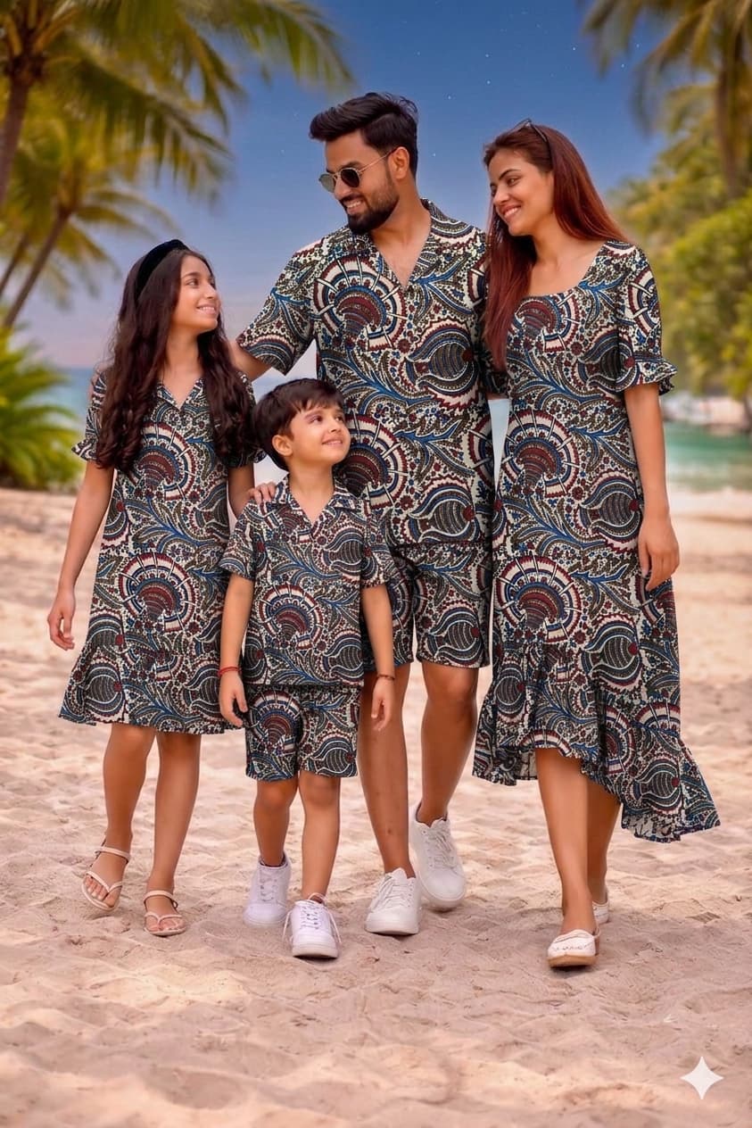 Family Twinning Vacation Collection | Soft Handblock Cotton Dresses &Mens Cordset for Entire Family | Infant to 8XL