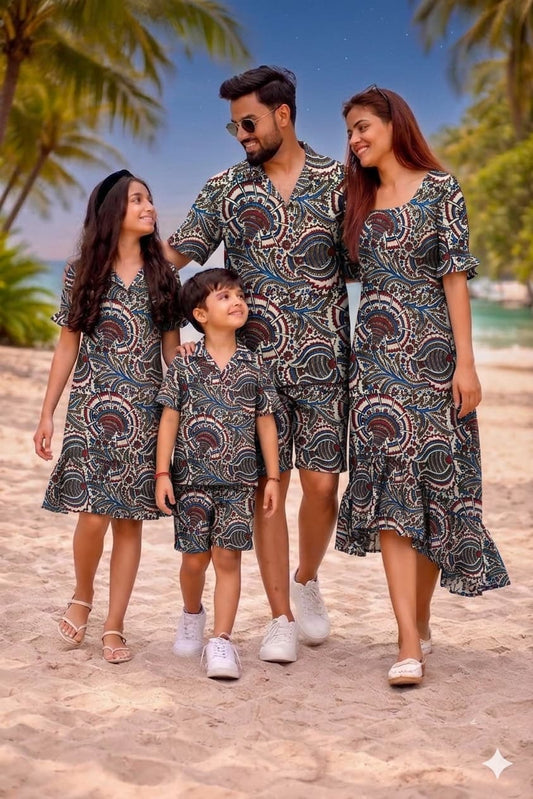 Family Twinning Vacation Collection | Soft Handblock Cotton Dresses &Mens Cordset for Entire Family | Infant to 8XL