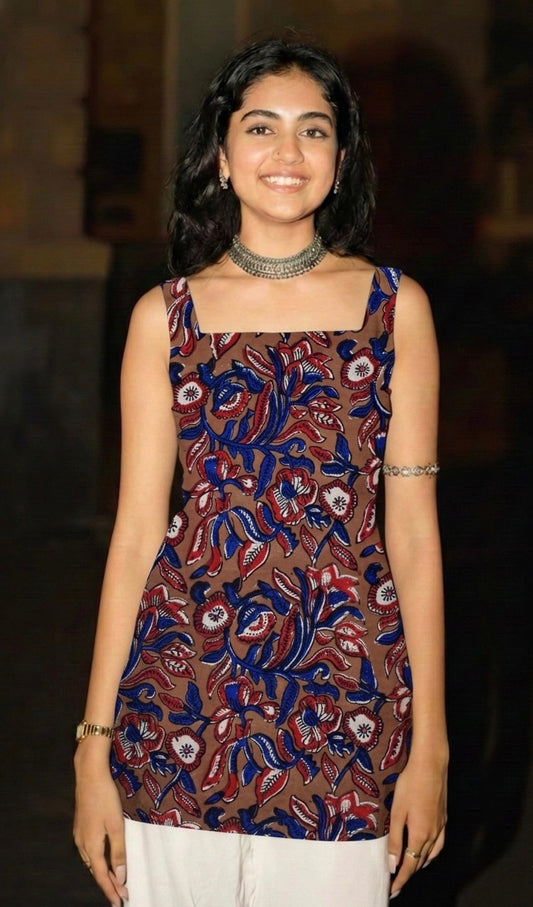 Trendy Corset Sleeveless Short Cotton Top with Back Ties |Jaipuri Cotton By House of the Handblock