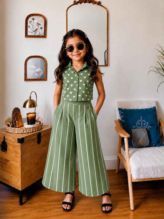 Trending Hand Block Printed Crop Top with Pant Corset Set for Kids | Natural Cotton | Infant to 14 Years | Skin-Friendly | Customization Available | House Of The Handblock
