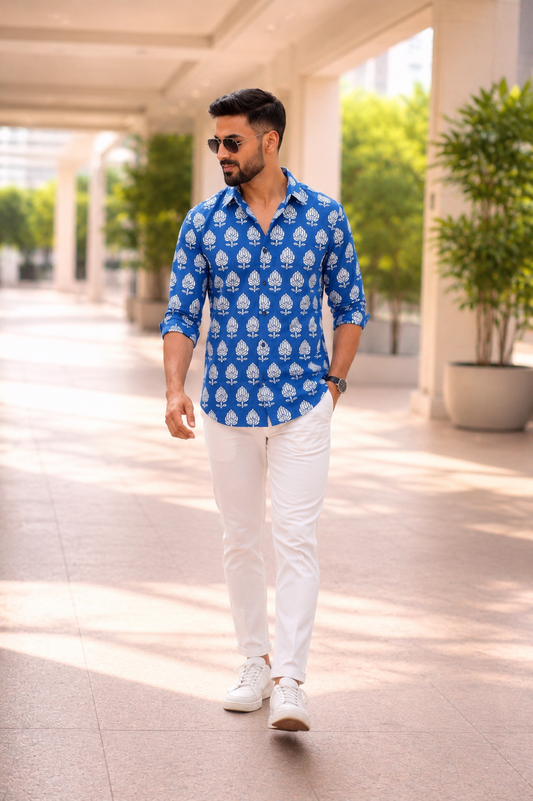 Men’s Pure Cotton Handblock Shirts – Comfortable & Sustainable