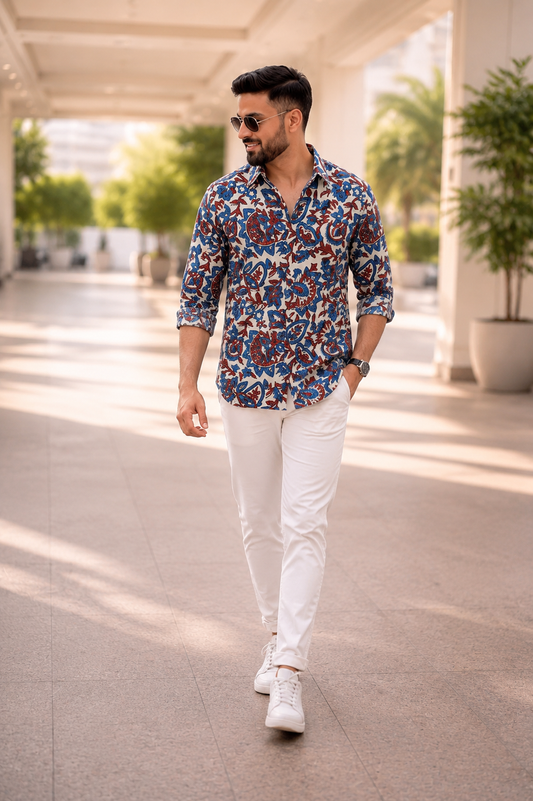 Men’s Pure Cotton Handblock Shirts – Comfortable & Sustainable