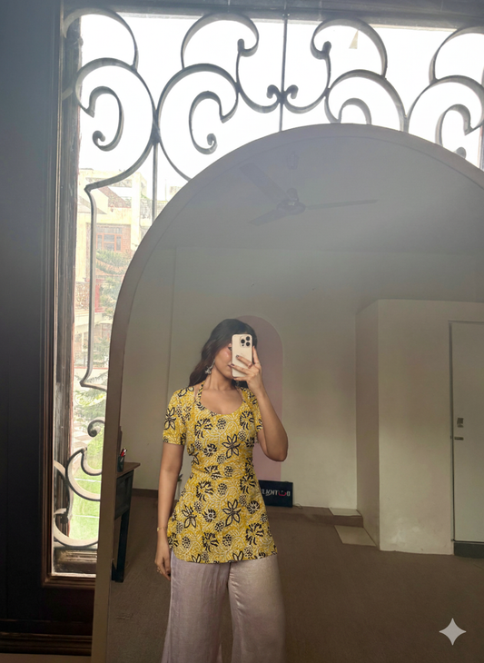 Trending Laila Corset in Pure Handblock Cotton | Adjustable Back Lace & Neck Tie | Sizes XS to 4XL | Handmade by House of the Handblock Jaipur