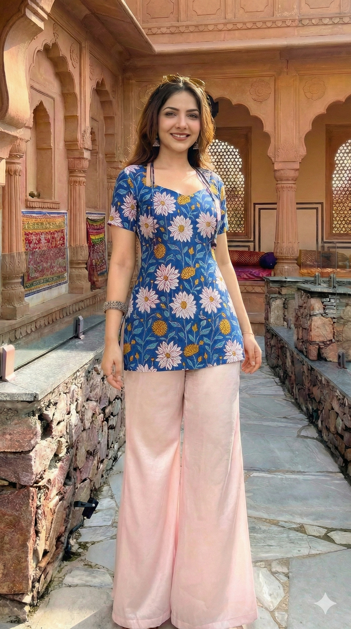 Trending Laila Corset in Pure Handblock Cotton | Adjustable Back Lace & Neck Tie | Sizes XS to 4XL | Handmade by House of the Handblock Jaipur