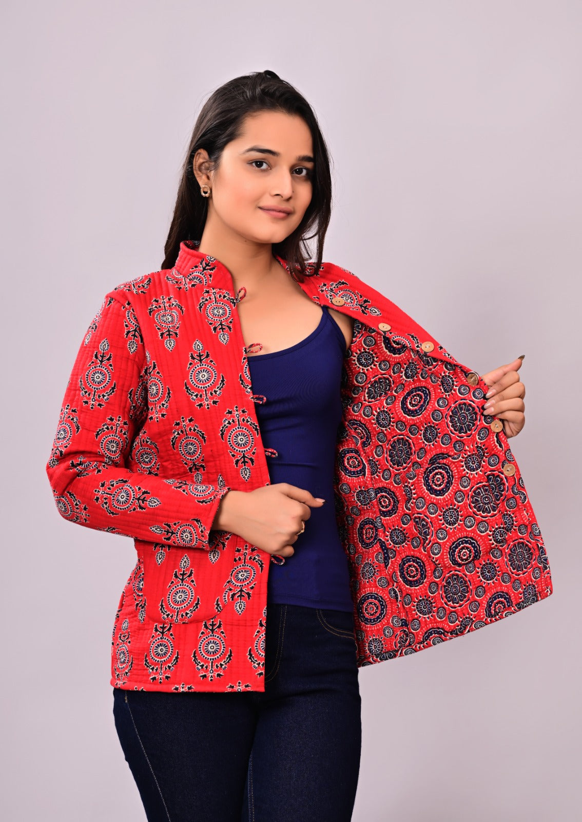 Jaipuri Quilted Reversible Cotton Winter Jacket | Custom Prints | Sizes XXS–7XL | House of the Handblock