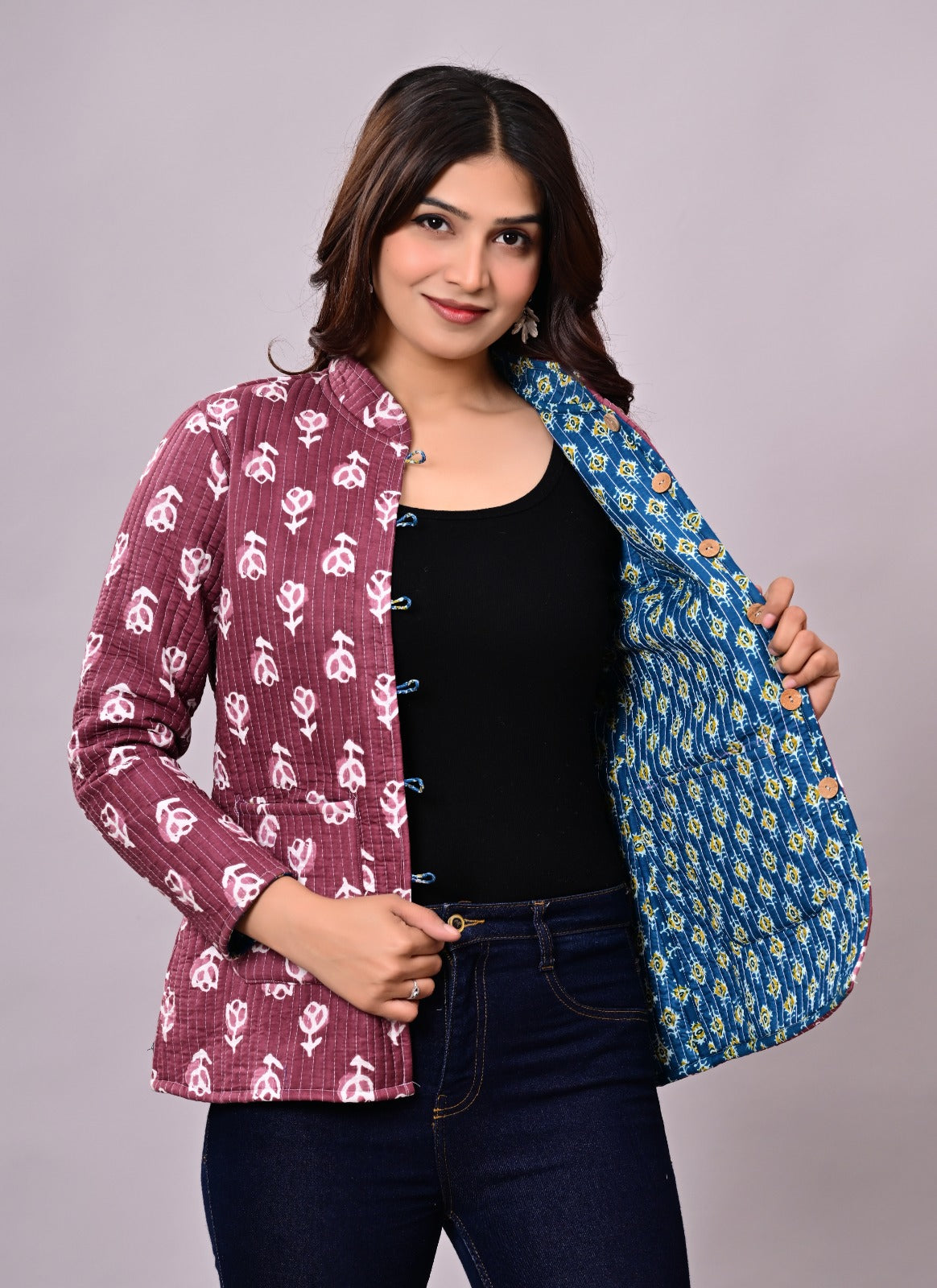 Jaipuri Quilted Reversible Cotton Winter Jacket | Custom Prints | Sizes XXS–7XL | House of the Handblock