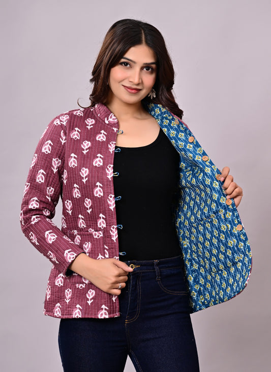 Jaipuri Quilted Reversible Cotton Winter Jacket | Custom Prints | Sizes XXS–7XL | House of the Handblock