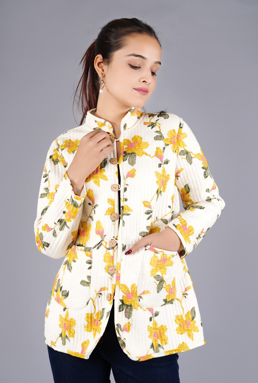 Jaipuri Quilted Reversible Cotton Winter Jacket | Custom Prints | Sizes XXS–7XL | House of the Handblock