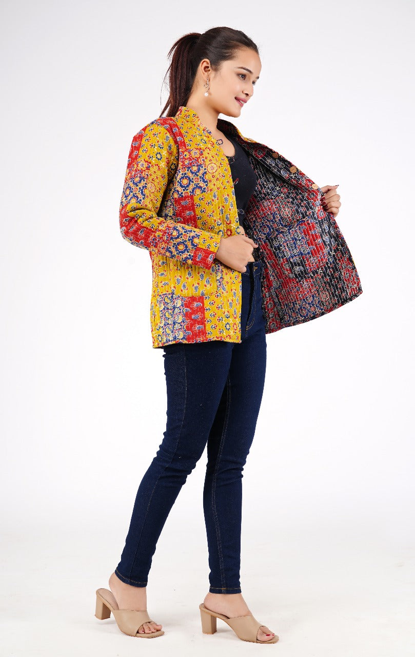 Jaipuri Quilted Reversible Cotton Winter Jacket | Custom Prints | Sizes XXS–7XL | House of the Handblock