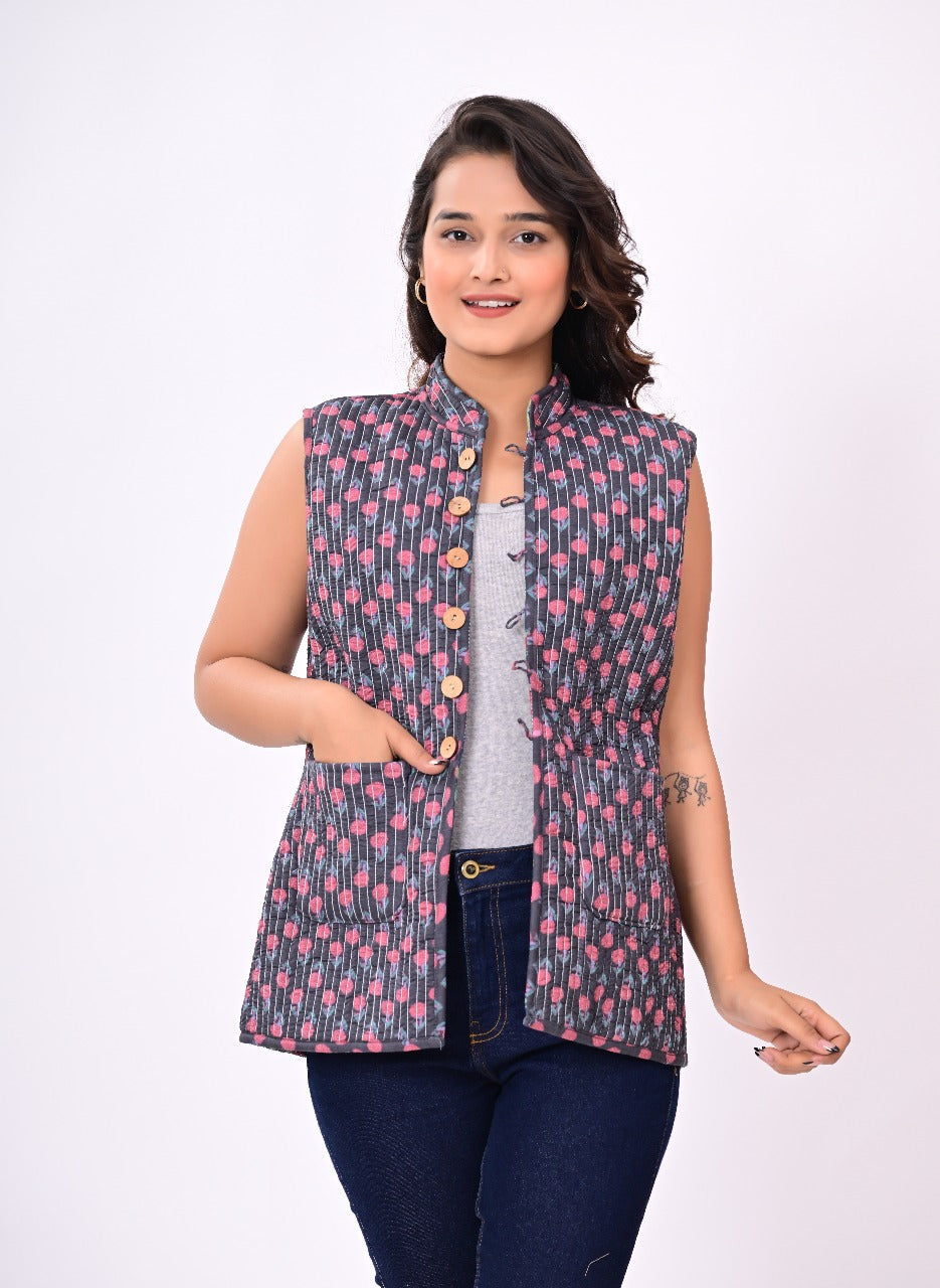 Jaipuri Quilted Reversible Cotton Winter Jacket | Custom Prints | Sizes XXS–7XL | House of the Handblock