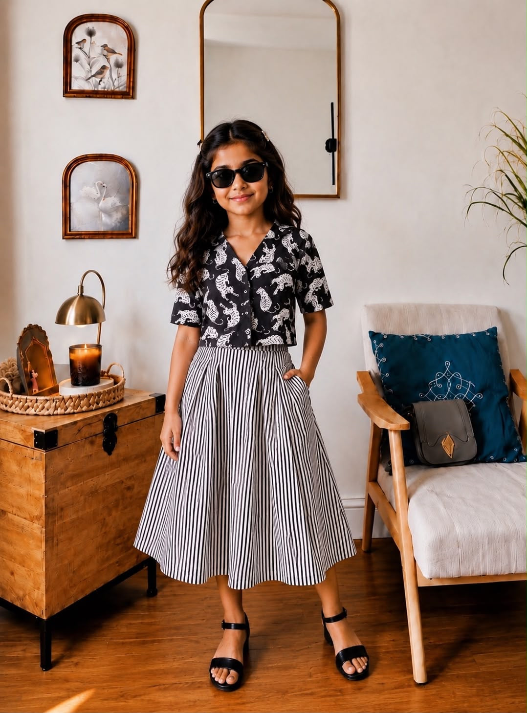 Trending Hand Block Printed Crop Top with Skirt Corset Set for Kids | Natural Cotton | Infant to 14 Years | Skin-Friendly | Customization Available | House Of The Handblock