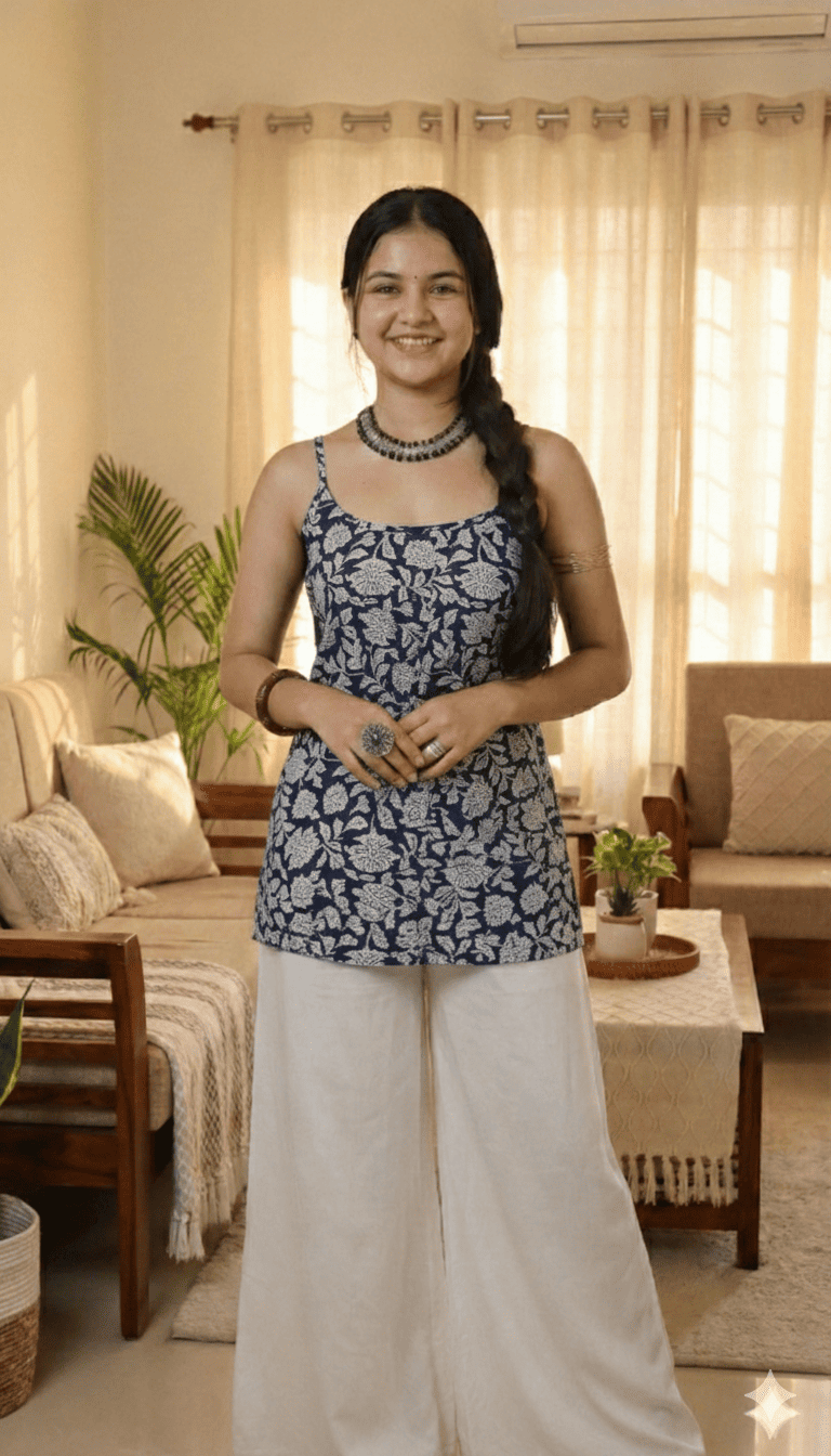 Corset Convertible Handblock Printed Cotton Kurti | House of the Handblock