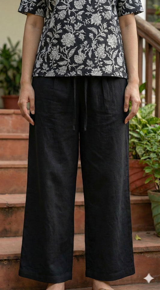 Pure Cotton Flex Linen Plazo Pants | Perfect Fit with Side Pockets | Gen-Z Comfort Wear – House of the Handblock