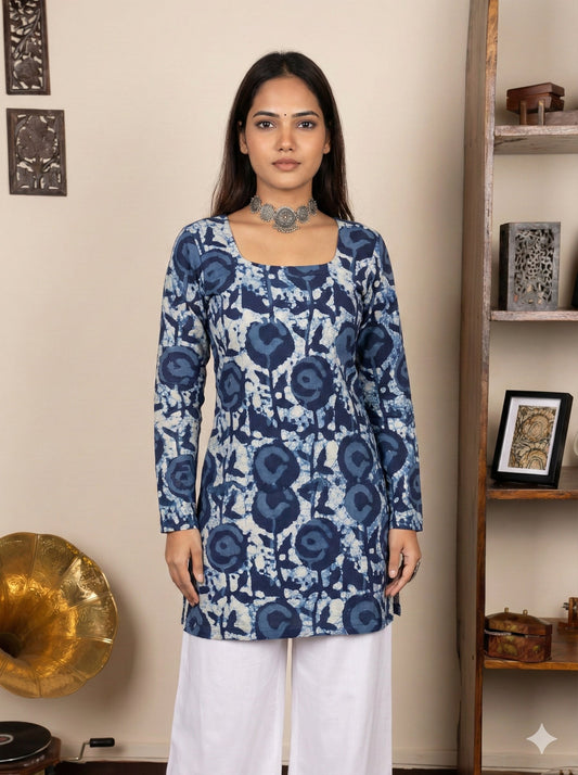 Corset Style Full-Sleeveless Handblock Cotton Kurta | House of the Handblock