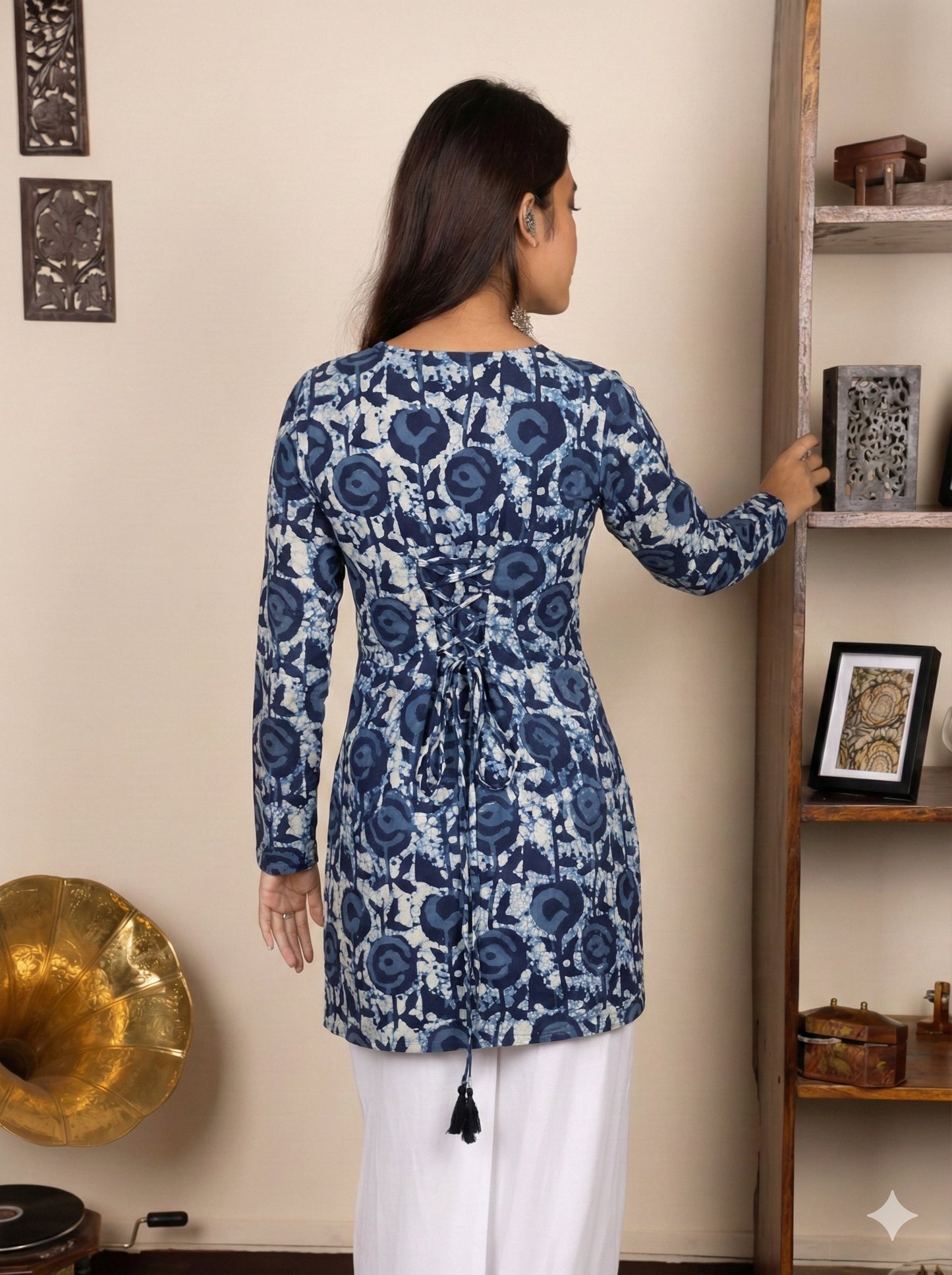 Corset Style Full-Sleeveless Handblock Cotton Kurta | House of the Handblock