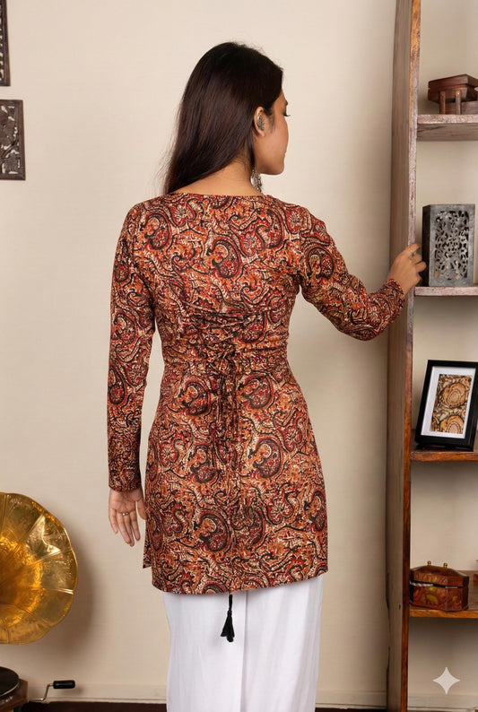 Corset Style Full-Sleeveless Handblock Cotton Kurta | House of the Handblock